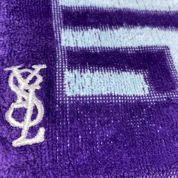 Yves Saint Laurent Fingertip Towel Purple Blue Geometric Fieldcrest USA Vintage - Picture 8 of 8